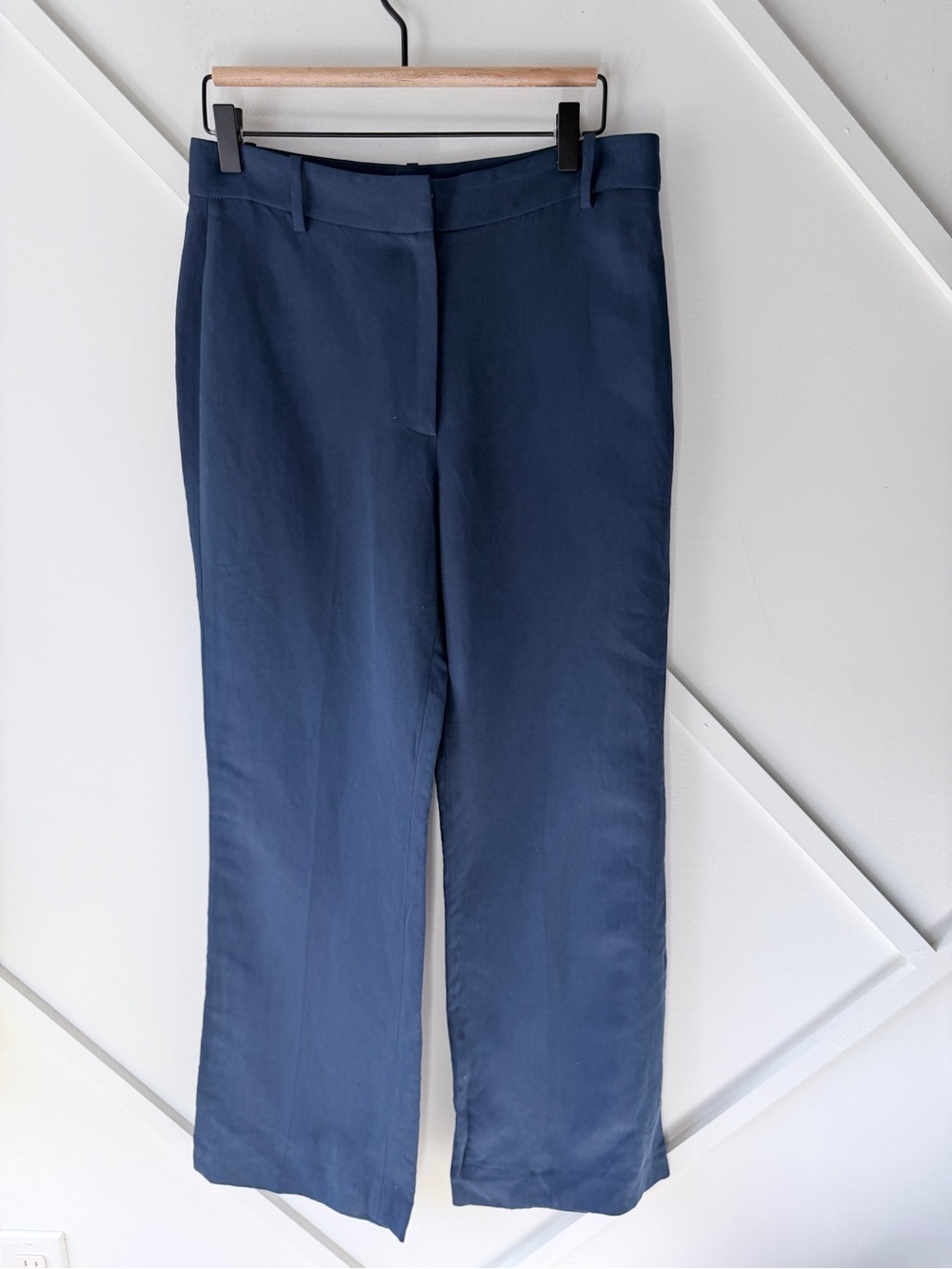 Nili Lotan Linen Silk High Rise Trousers Blue 6 | Straight Leg | Quiet Luxury